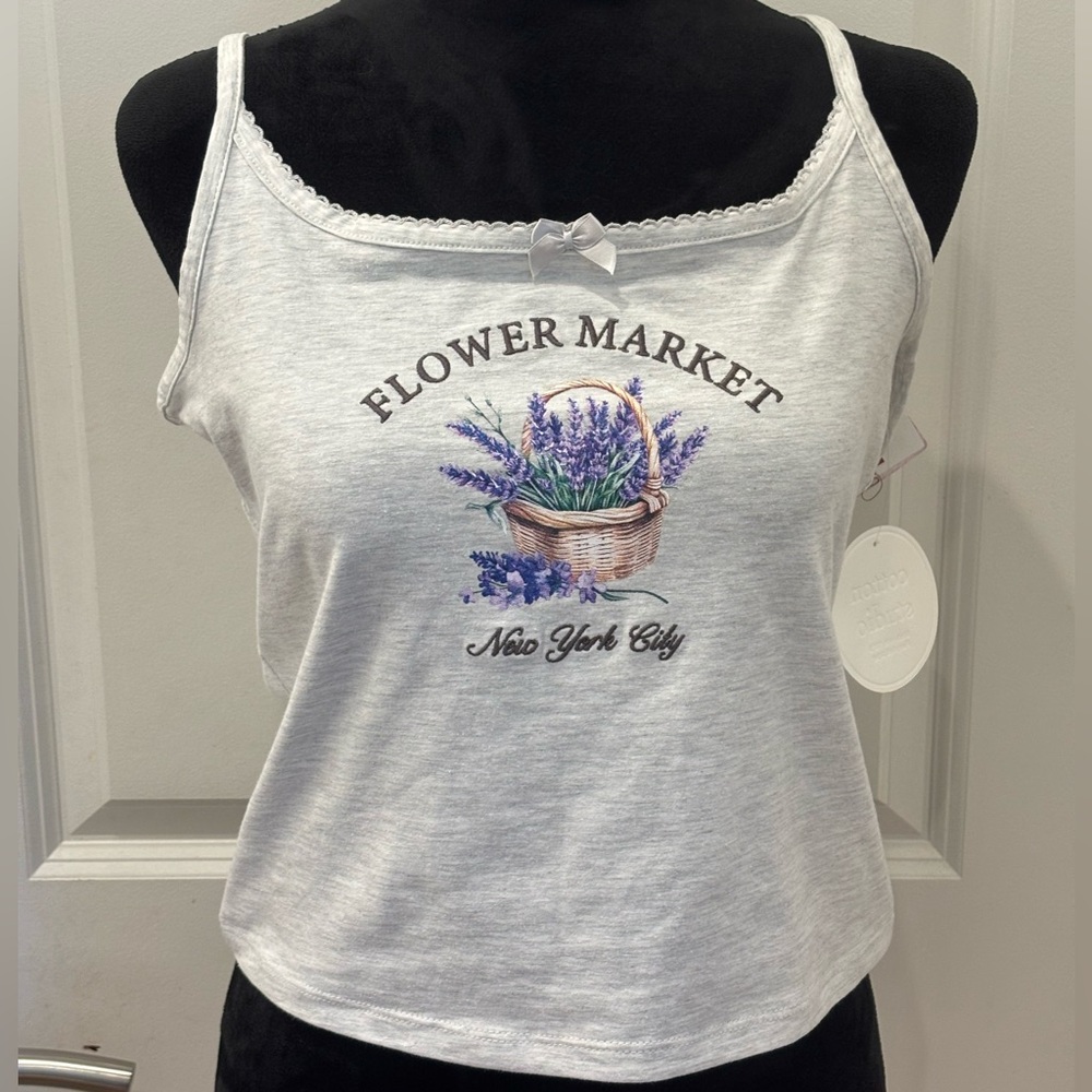 NWT Cotton Studio New York flower market Graphic Tank Top - L